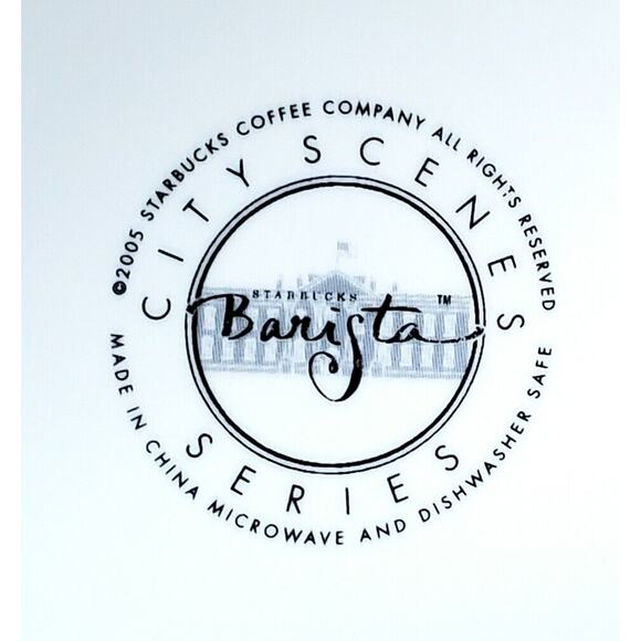 STARBUCKS "BARISTA" 2005 WASHINGTON D.C. MUG 18 oz. CUP CITY SCENES, Black/White - Picture 3 of 3